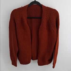 Handmade hand knit grandmacore open front sweater cardigan